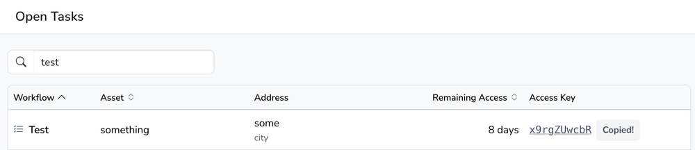 Access keys from task list